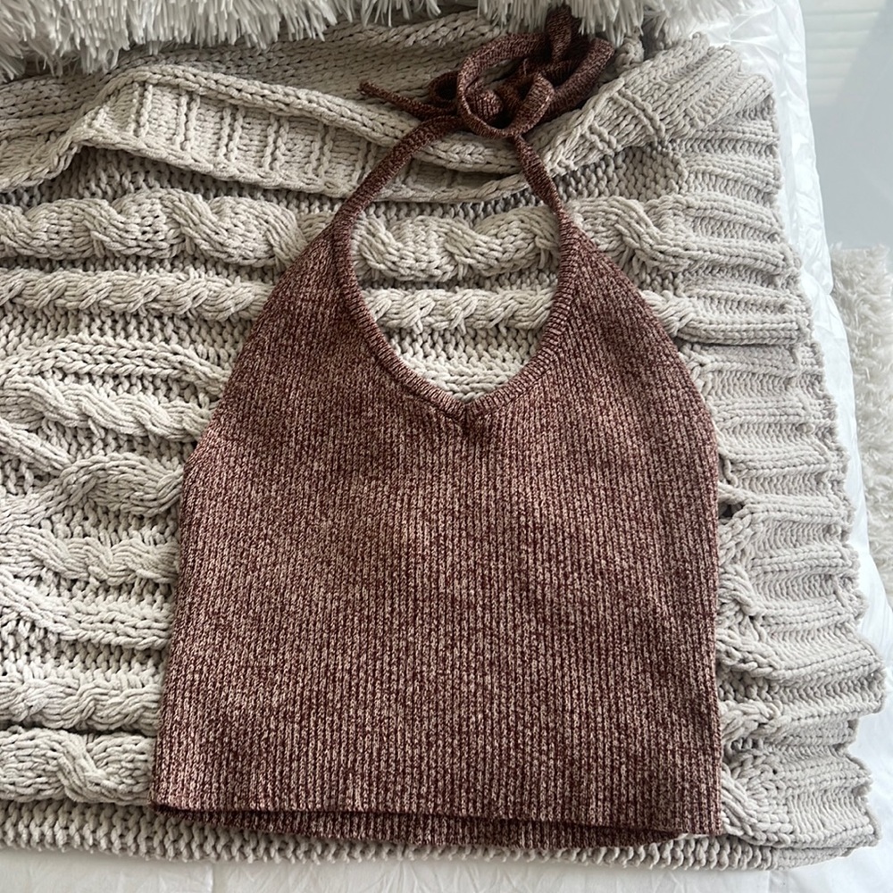 Tillys Brown Knit Halter Top